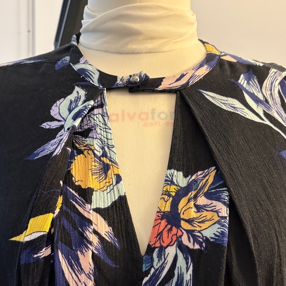 Free People Black Multicolor Floral Blouse - Picture 3 of 6